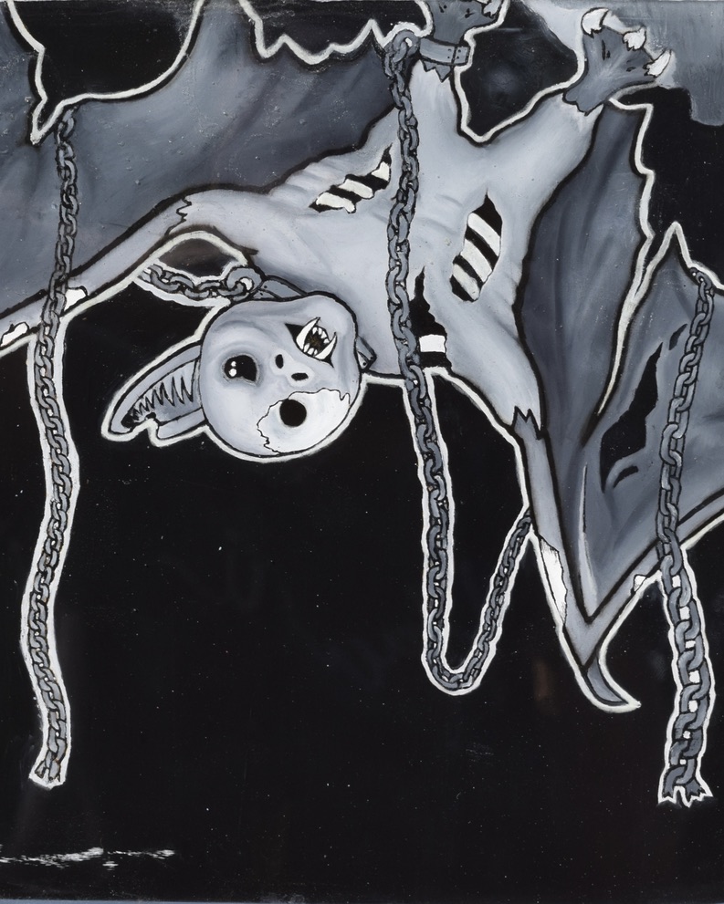 Hanging Bat Painting with Chains